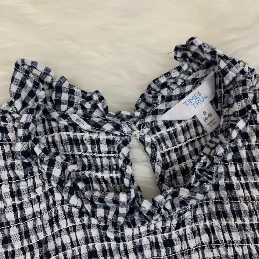 Time and Tru Black and White Plaid Smocked Ruffle Dress - Picture 10 of 15